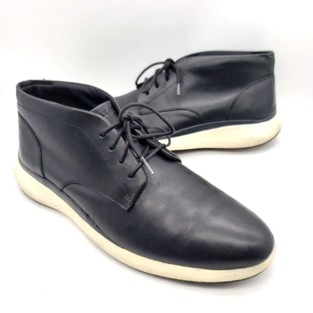 Cole Haan Shoes Men's 11 Grand Troy Chukka Boots Black/Ivory C33195 Dress Shoe